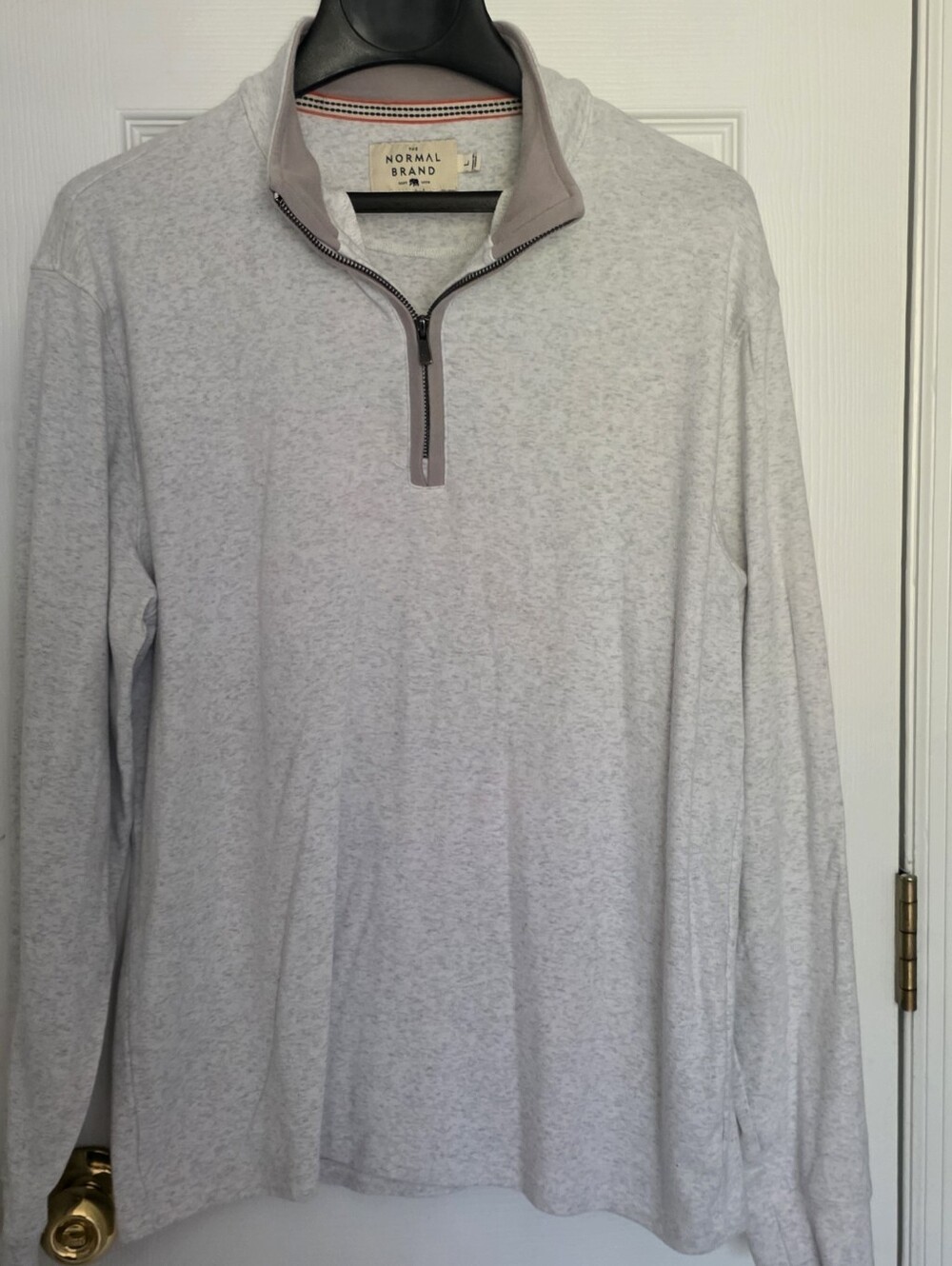 The Normal Brand Men's Puremeso Weekend Quarter Zip Pullover Light Gray Large